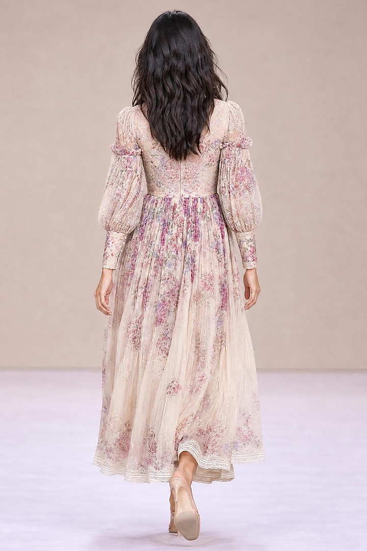 Multi-Colored Chiffon Floral Printed Maxi Party Wear Dress by Roseroom by Isha Jajodia at Pernia's Pop Up Shop