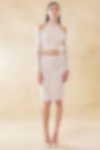Vanilla White Silk Organza & Lace Skirt Set by Roseroom by Isha Jajodia at Pernia's Pop Up Shop