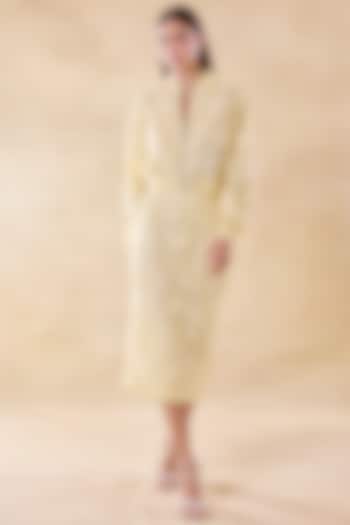 Butter Yellow Mesh Pencil Skirt Set by Roseroom by Isha Jajodia at Pernia's Pop Up Shop