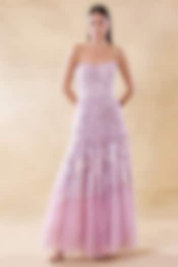 Lilac Organza & Lace A-Line Tube Party Wear Dress by Roseroom by Isha Jajodia at Pernia's Pop Up Shop