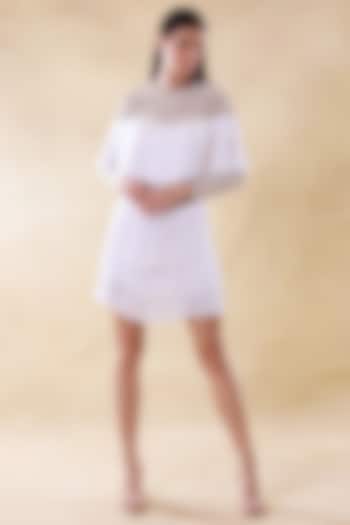 Milky White Fringed Party Wear Dress by Roseroom by Isha Jajodia at Pernia's Pop Up Shop