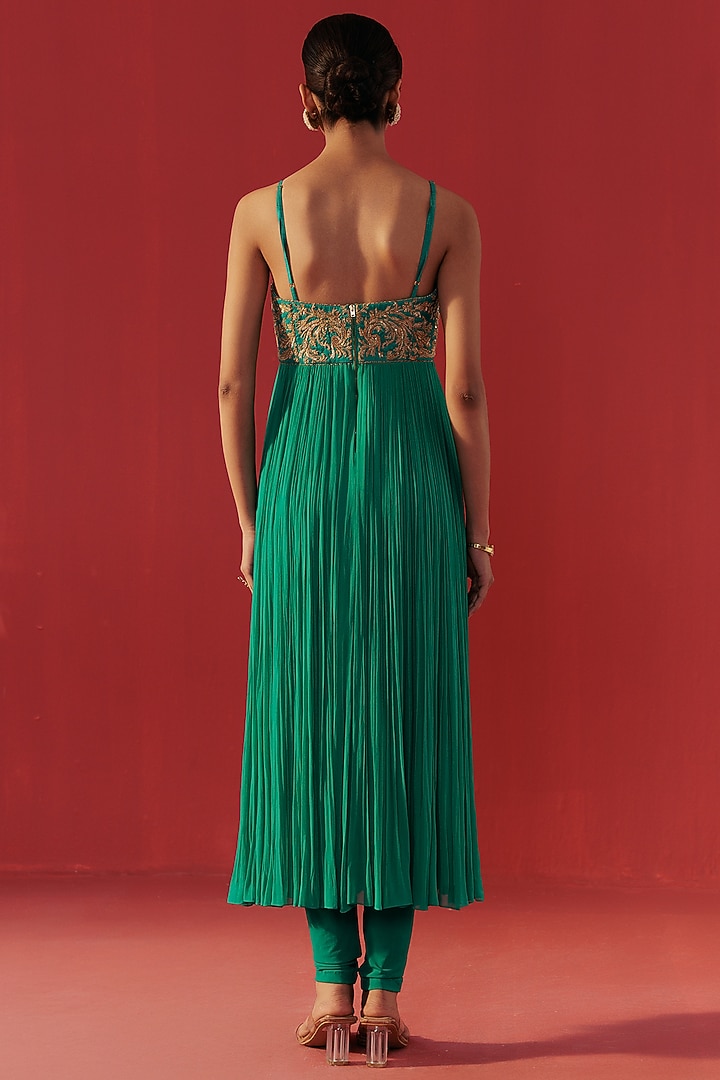 Sea Green Georgette Embroidered Party Wear Anarkali by Rasasvada at Pernia's Pop Up Shop