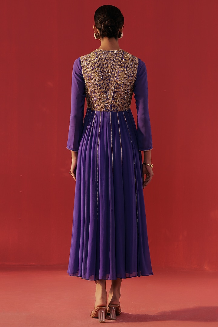 Iris Purple Georgette Embroidered Party Wear Anarkali by Rasasvada at Pernia's Pop Up Shop