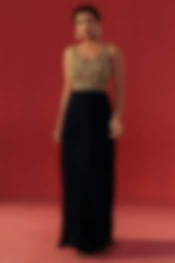 Sapphire Blue Georgette Embroidered Party Wear Anarkali by Rasasvada at Pernia's Pop Up Shop