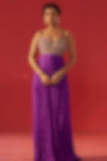 Purple Georgette Embroidered Party Wear Anarkali by Rasasvada at Pernia's Pop Up Shop