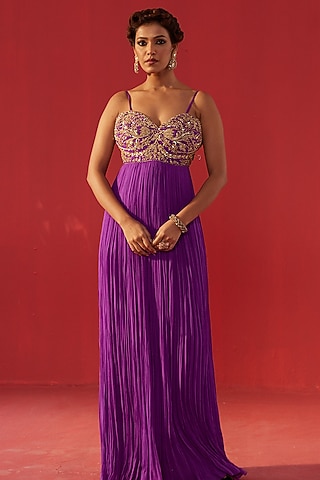 Shop Purple Anarkali for Women Online from India's Luxury Designers 2026