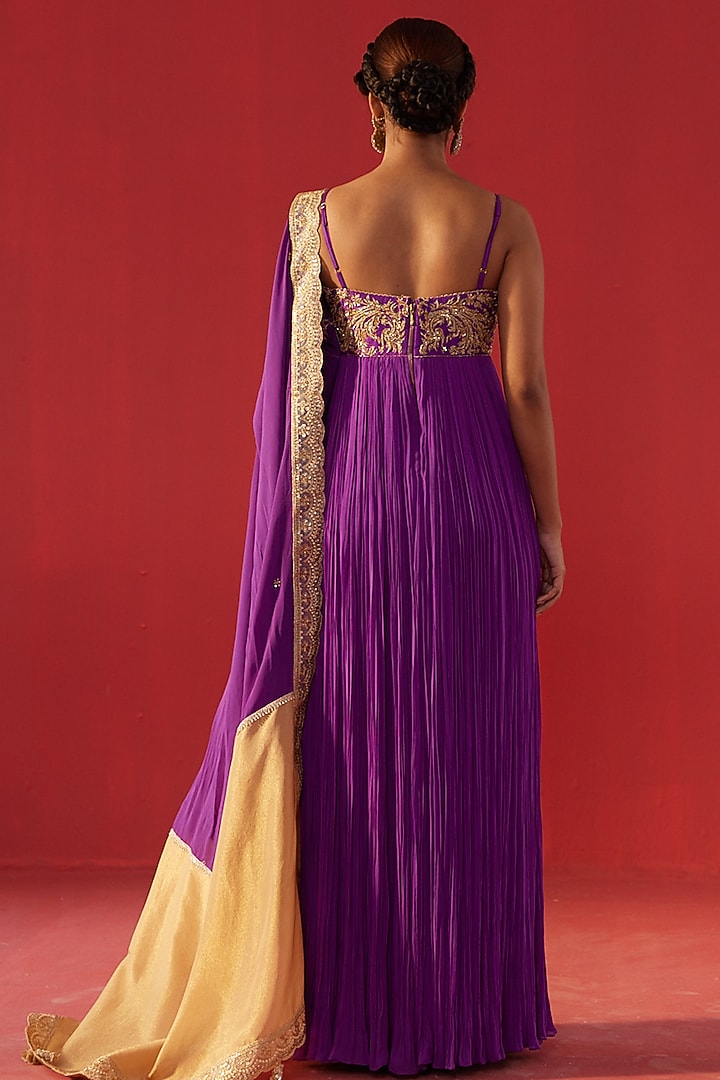 Purple Georgette Embroidered Party Wear Anarkali by Rasasvada at Pernia's Pop Up Shop