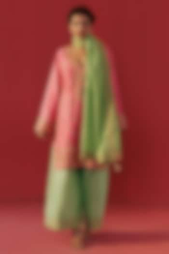 Pink Chanderi Embroidered Kurta Set by Rasasvada at Pernia's Pop Up Shop