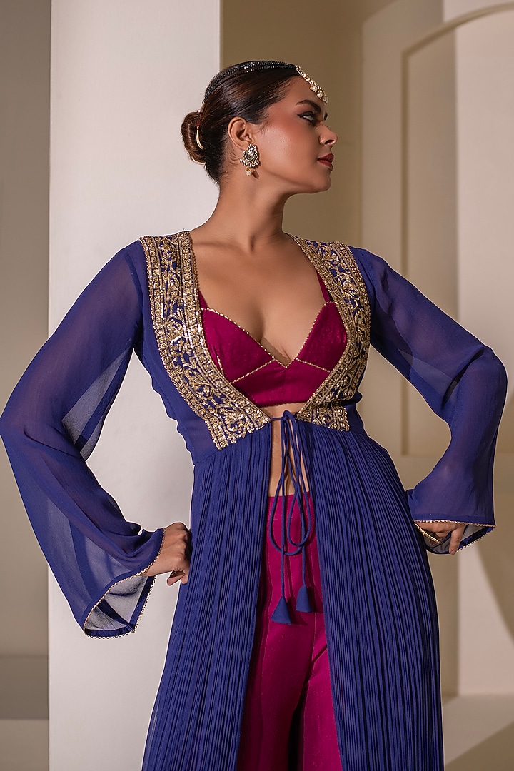 Magenta Chanderi Party Wear Sharara Set by Rasasvada at Pernia's Pop Up Shop