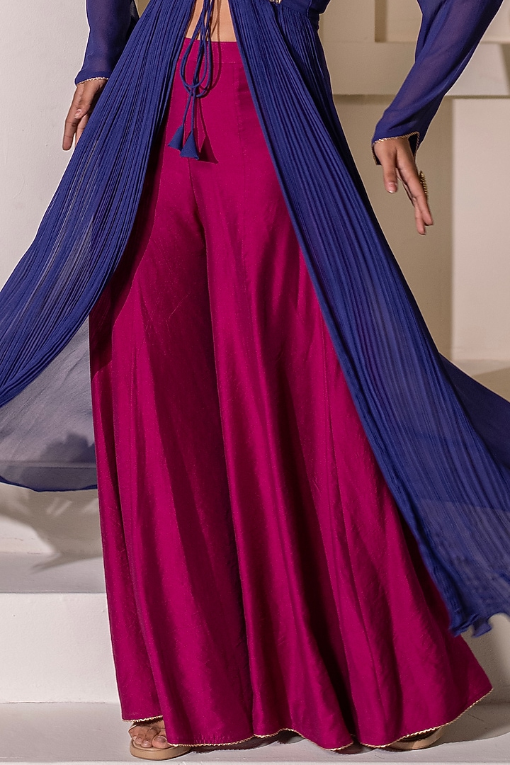 Magenta Chanderi Party Wear Sharara Set by Rasasvada at Pernia's Pop Up Shop