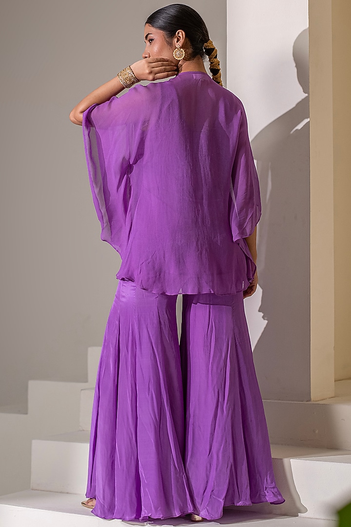 Purple Georgette Party Wear Sharara Set by Rasasvada at Pernia's Pop Up Shop