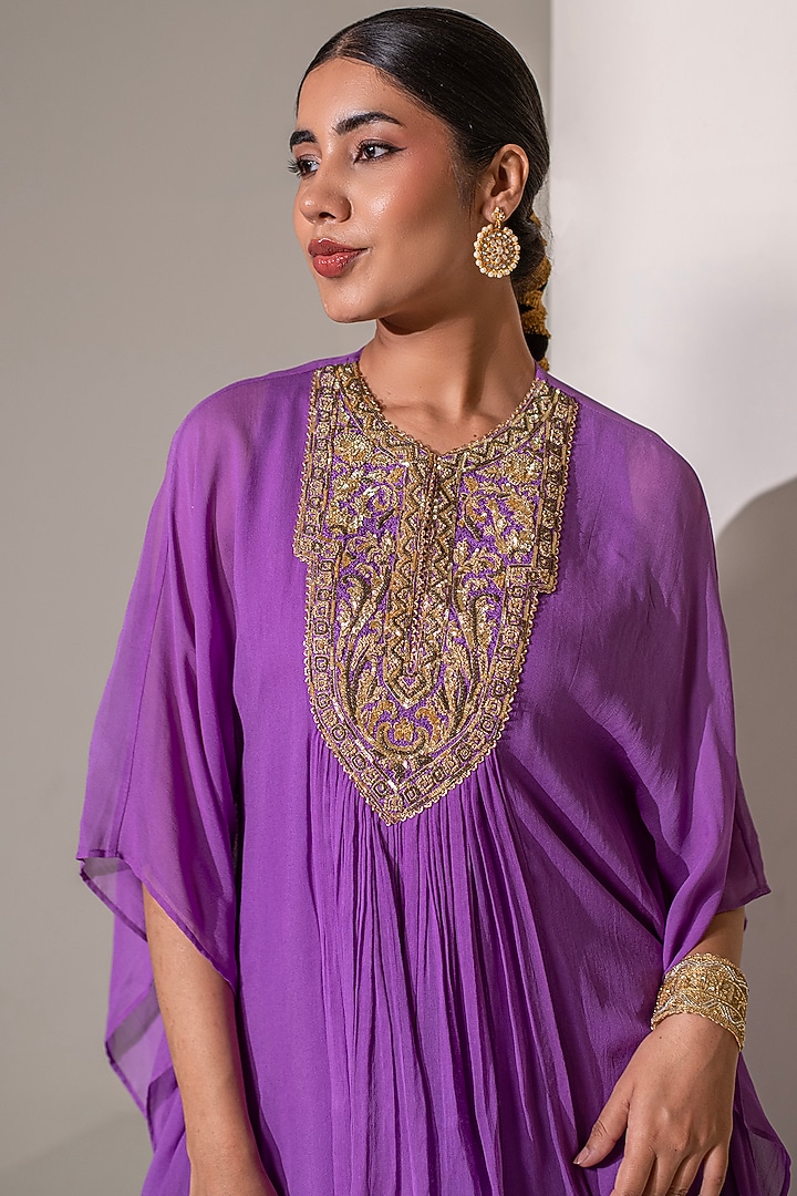 Purple Georgette Party Wear Sharara Set by Rasasvada at Pernia's Pop Up Shop