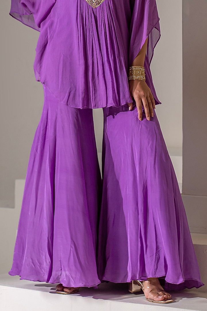 Purple Georgette Party Wear Sharara Set by Rasasvada at Pernia's Pop Up Shop