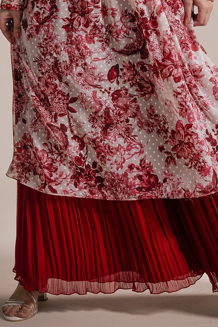 Maroon Chiffon Printed Kurta Set by Rasasvada at Pernia's Pop Up Shop