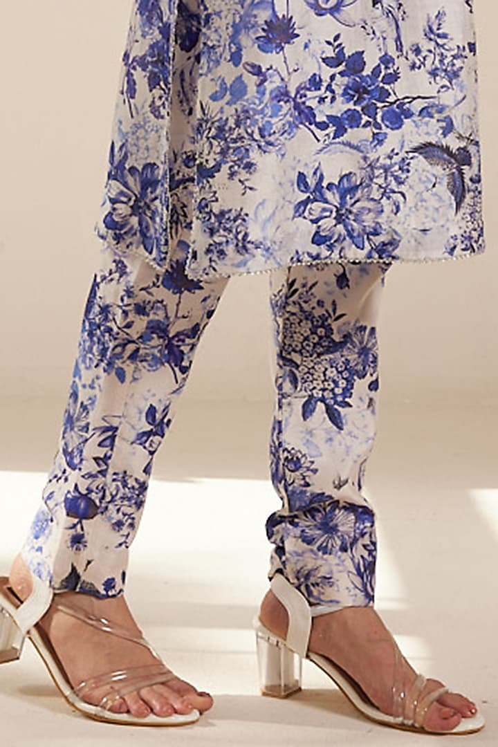 Blue Chanderi Silk Printed Kurta Set by Rasasvada at Pernia's Pop Up Shop