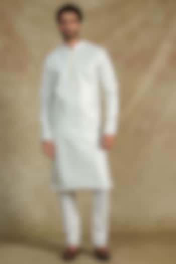 Off-White Cotton Silk Printed Kurta Set by RNG Safawala Men