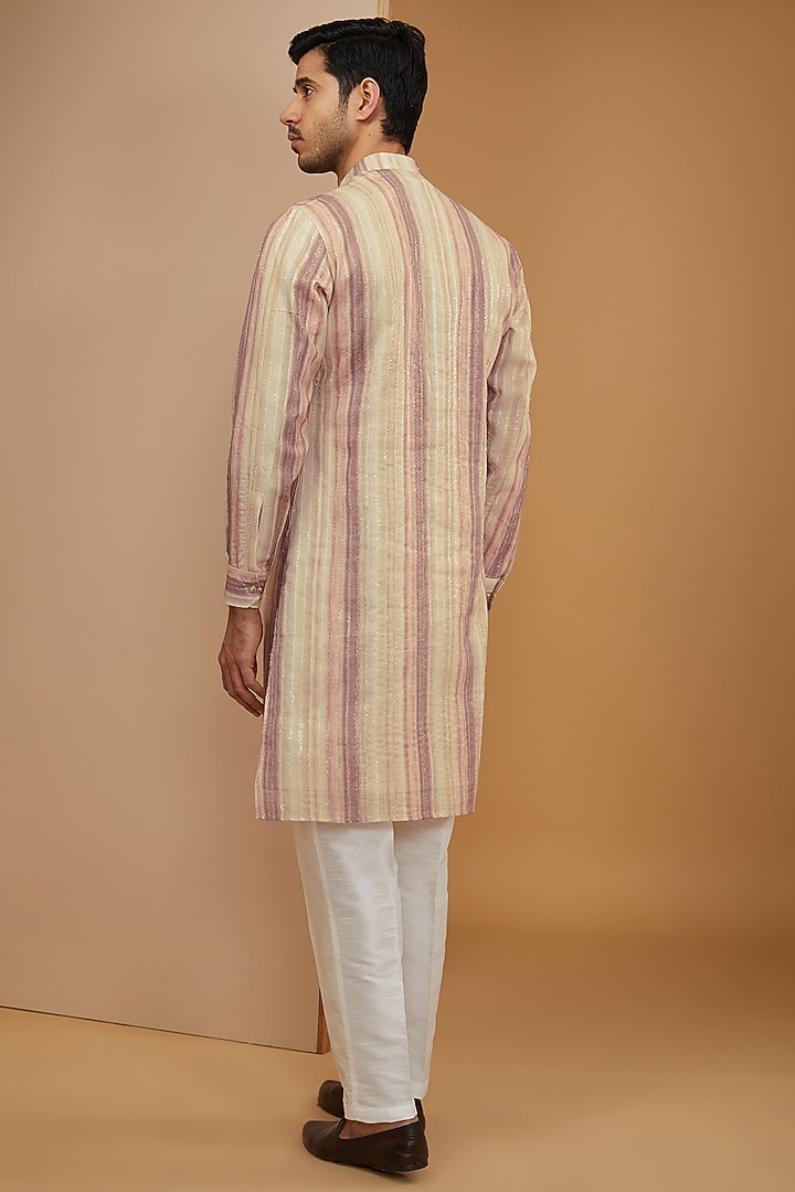 Multi-Colored Georgette Resham Embroidered Kurta Set by RNG Safawala Men at Pernia's Pop Up Shop