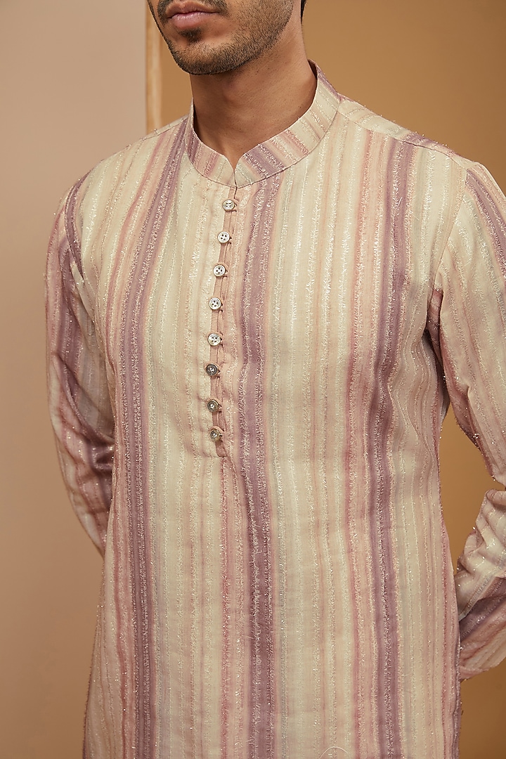 Multi-Colored Georgette Resham Embroidered Kurta Set by RNG Safawala Men at Pernia's Pop Up Shop