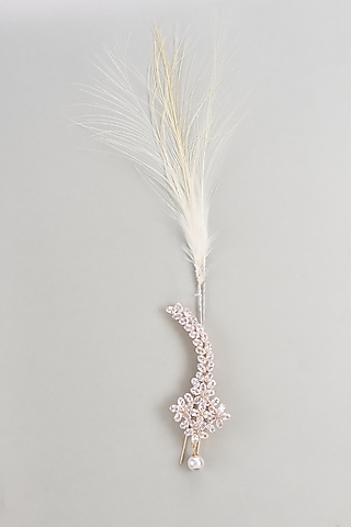 White Finish Feather Swarovski & Pearl Kalangi by RNG Safawala Men