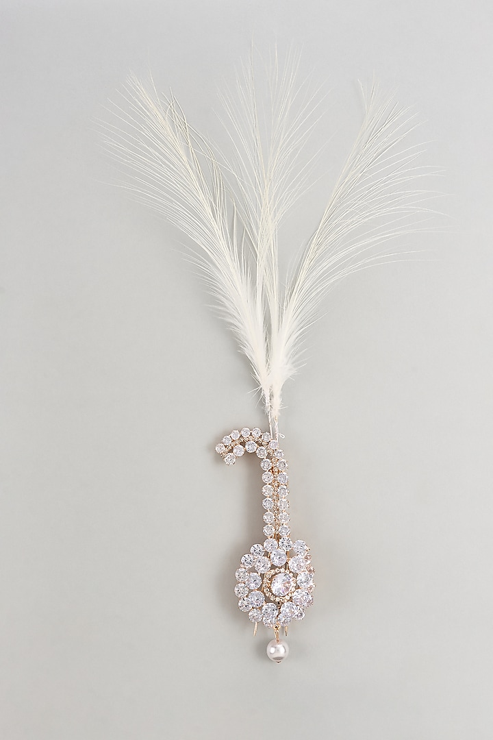 White Finish Feather Swarovski & Pearl Kilangi by RNG Safawala Men