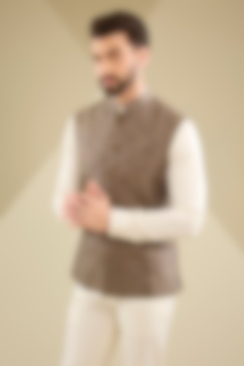 Brown Artificial Tweed Textured Jacket by RNG Safawala Men at Pernia's Pop Up Shop