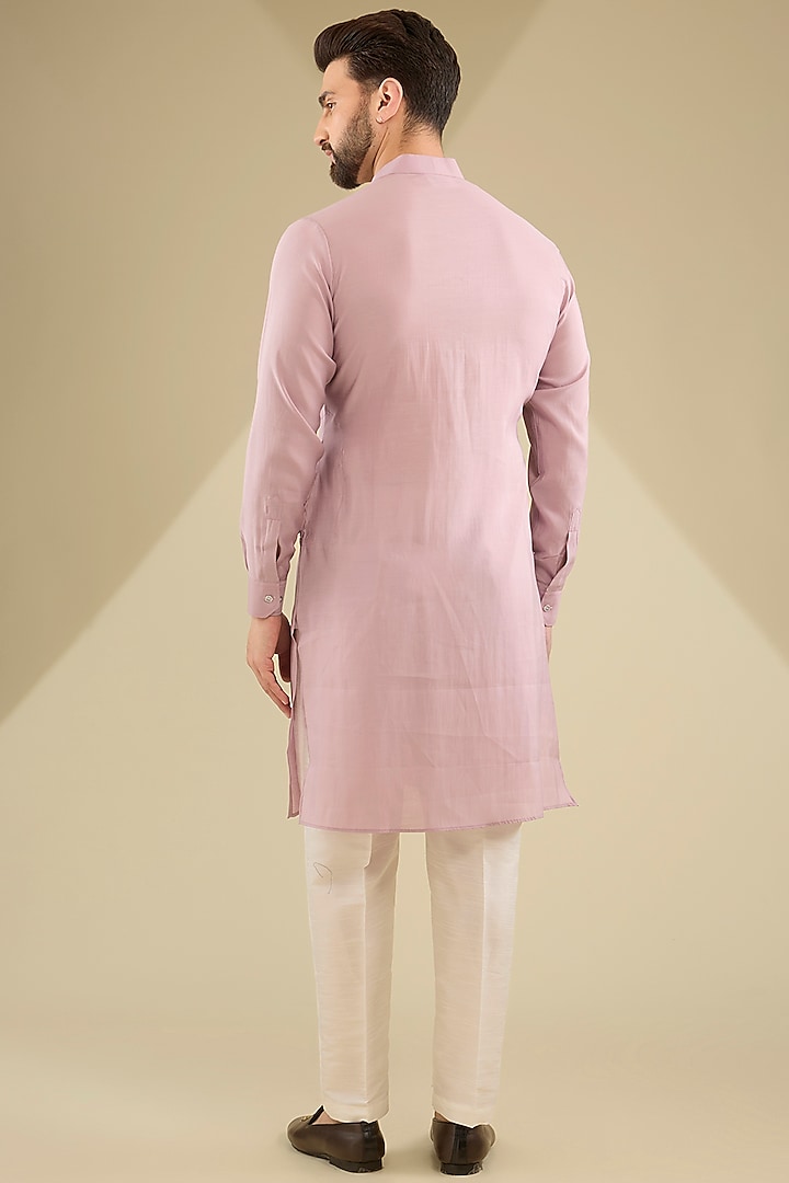 Mauve Raw Silk Thread Embroidered Bundi Jacket Set by RNG Safawala Men at Pernia's Pop Up Shop
