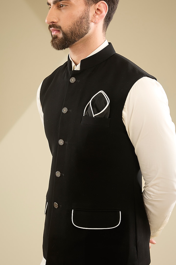 Black French Terry Jacket by RNG Safawala Men at Pernia's Pop Up Shop