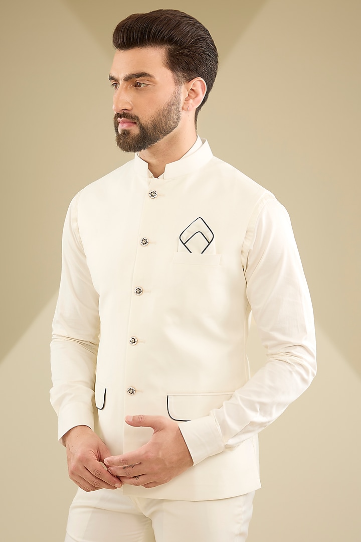 White French Terry Jacket by RNG Safawala Men