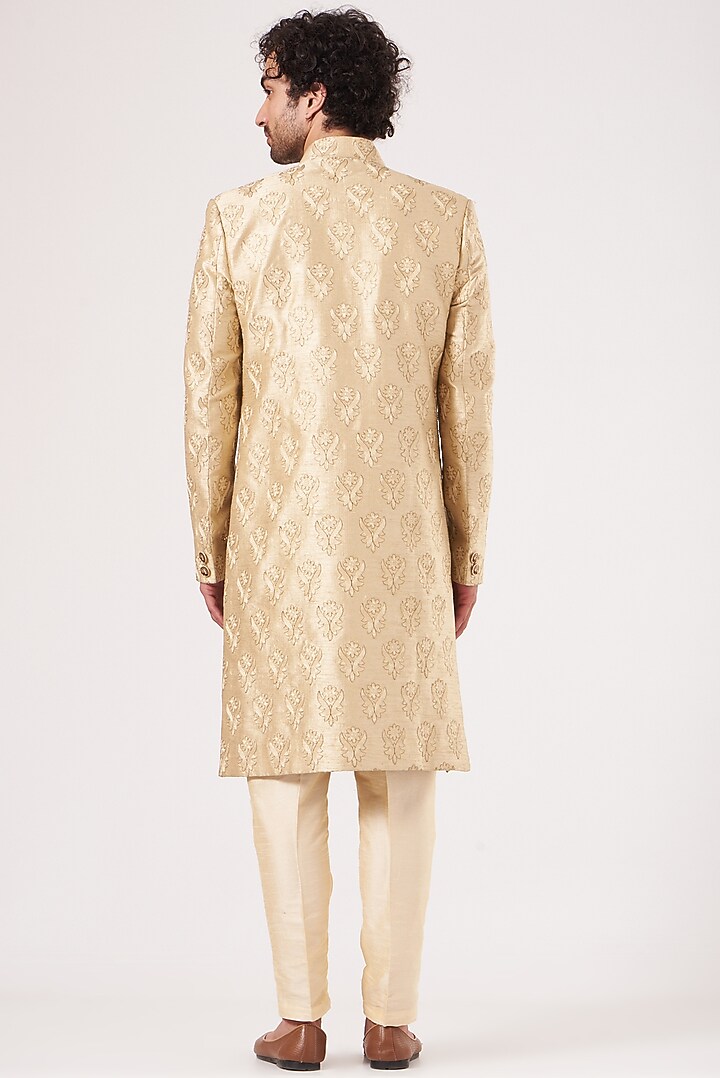 Beige Embroidered Ajkan Jacket Set by RNG Safawala Men at Pernia's Pop Up Shop