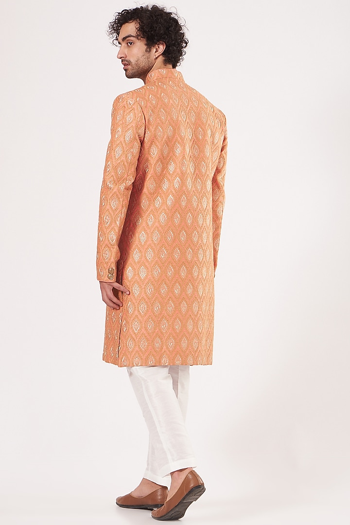 Orange Embroidered Ajkan Jacket Set by RNG Safawala Men at Pernia's Pop Up Shop