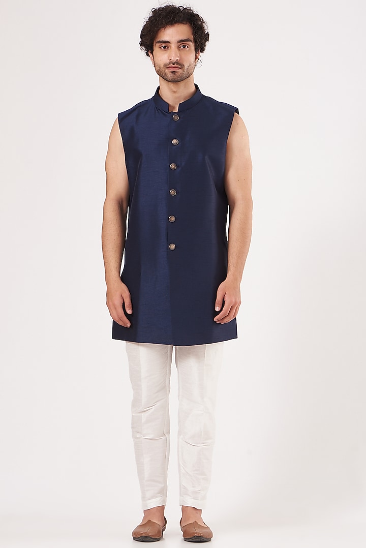 Bronze Brocade Silk Ajkan Jacket Set by RNG Safawala Men at Pernia's Pop Up Shop