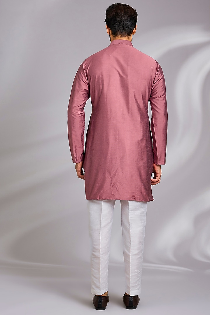 Grey Linen Silk Tribal Printed Kurta Set by RNG Safawala Men at Pernia's Pop Up Shop