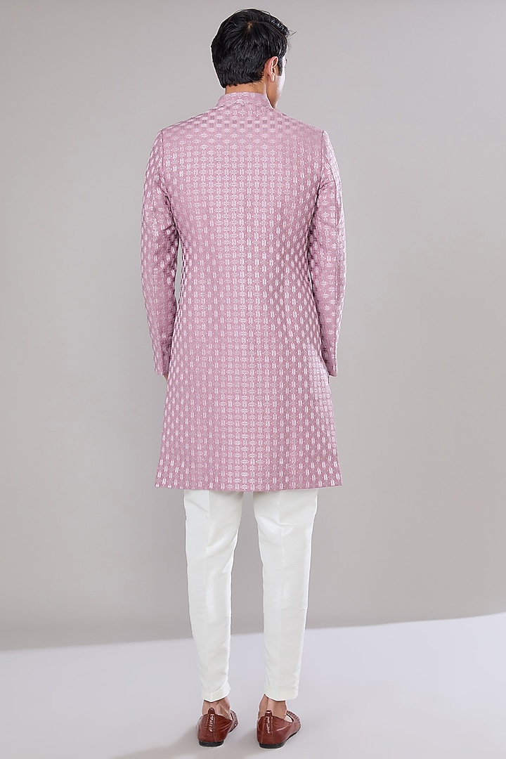 Lilac Terry Silk Sequins Embroidered Wedding Sherwani Set by RNG Safawala Men at Pernia's Pop Up Shop