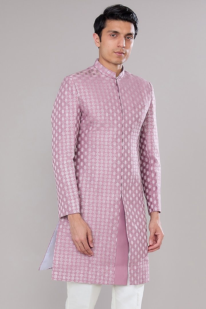 Lilac Terry Silk Sequins Embroidered Wedding Sherwani Set by RNG Safawala Men at Pernia's Pop Up Shop