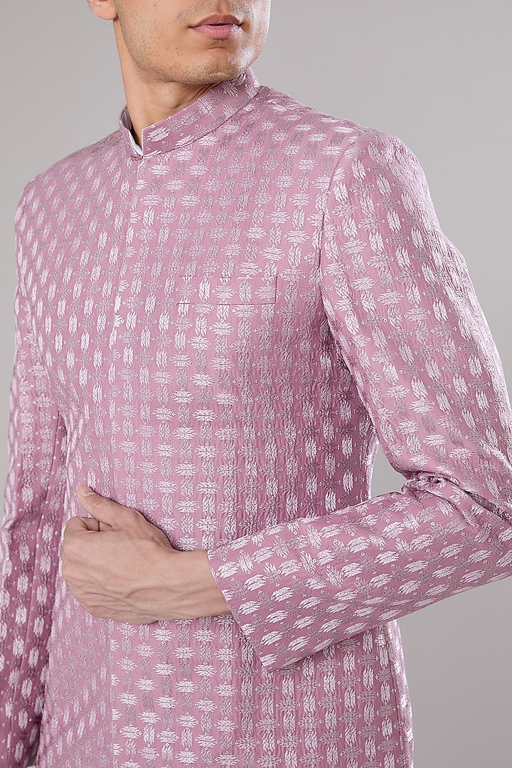 Lilac Terry Silk Sequins Embroidered Wedding Sherwani Set by RNG Safawala Men at Pernia's Pop Up Shop