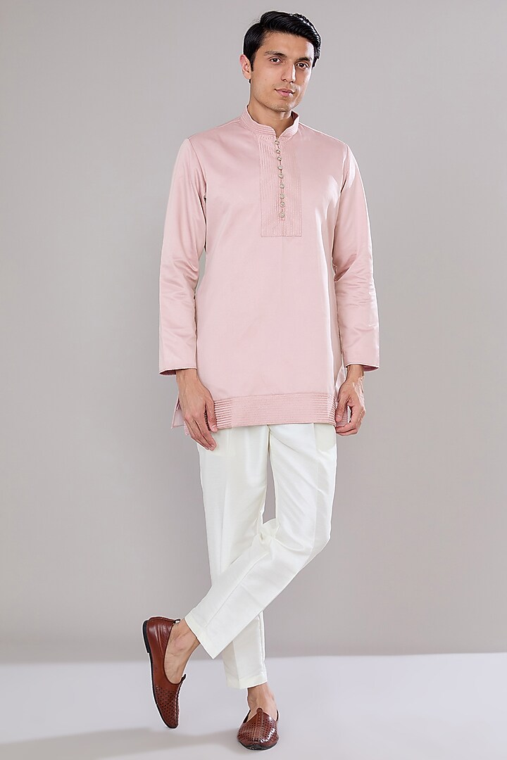 Old Rose Terry Silk Mirror Floral Embroidered Indo-Western Jacket Set by RNG Safawala Men at Pernia's Pop Up Shop