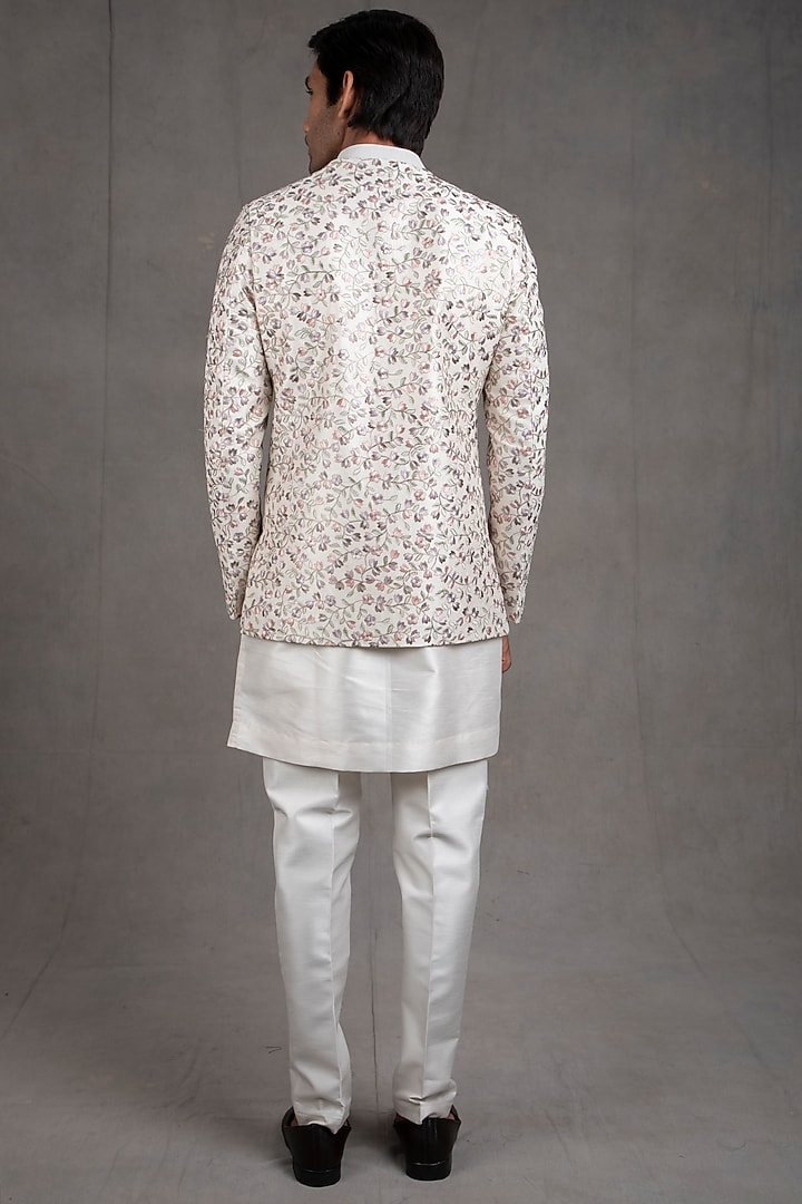 Ivory Dupion Silk Indo-Western Set by RNG Safawala Men at Pernia's Pop Up Shop