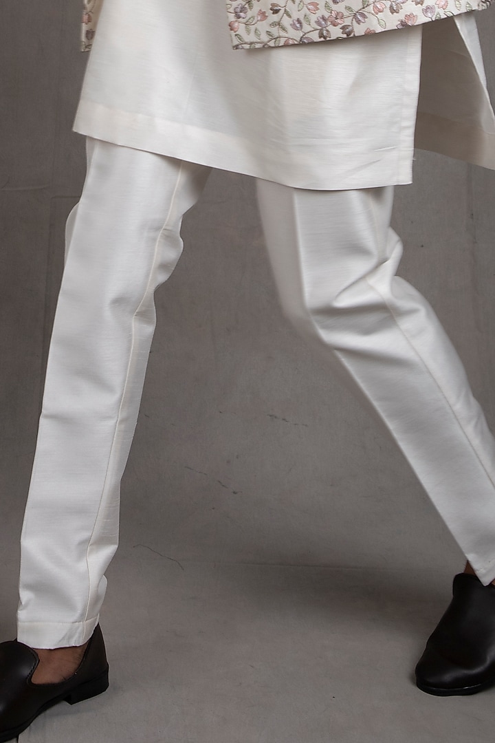 Ivory Dupion Silk Indo-Western Set by RNG Safawala Men at Pernia's Pop Up Shop