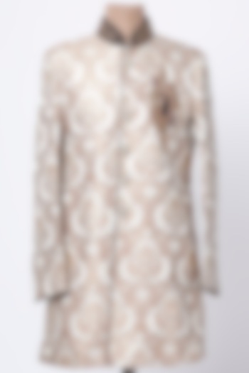 Off-White Brocade Silk Indo Western Jacket by RNG Safawala Men at Pernia's Pop Up Shop