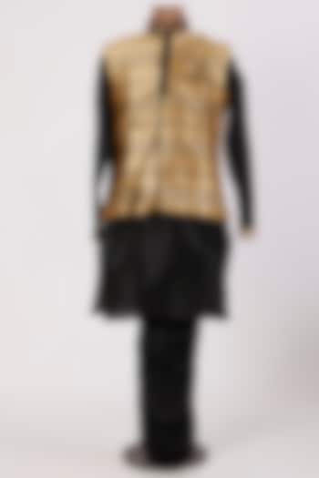 Black Dupion Silk Kurta Set With Bundi Jacket by RNG Safawala Men at Pernia's Pop Up Shop