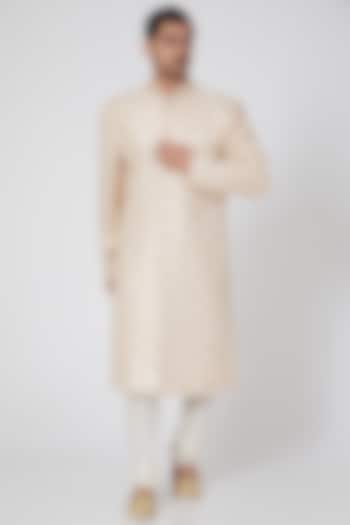 White Zari Embroidered Sherwani Set by RNG Safawala Men