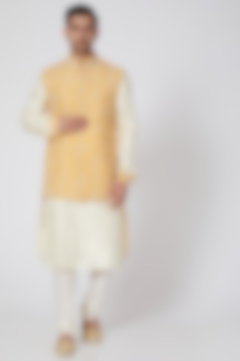 Mustard Dori Embroidered Jacket Set by RNG Safawala Men