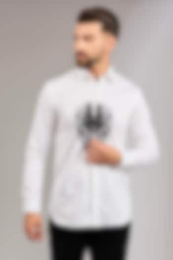 White Crepe Silk Beads Embroidered Shirt by RNG Safawala Men