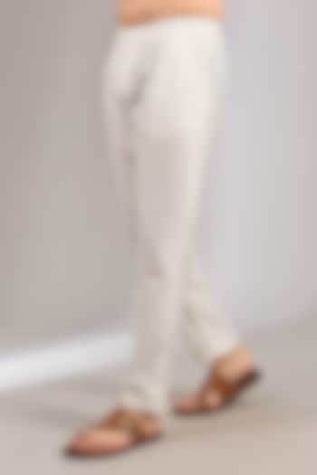 Off-White Dupion Silk Pencil Pants by RNG Safawala Men