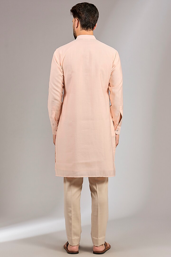 Pink Cotton Silk Floral Motif Embroidered Kurta by RNG Safawala Men at Pernia's Pop Up Shop