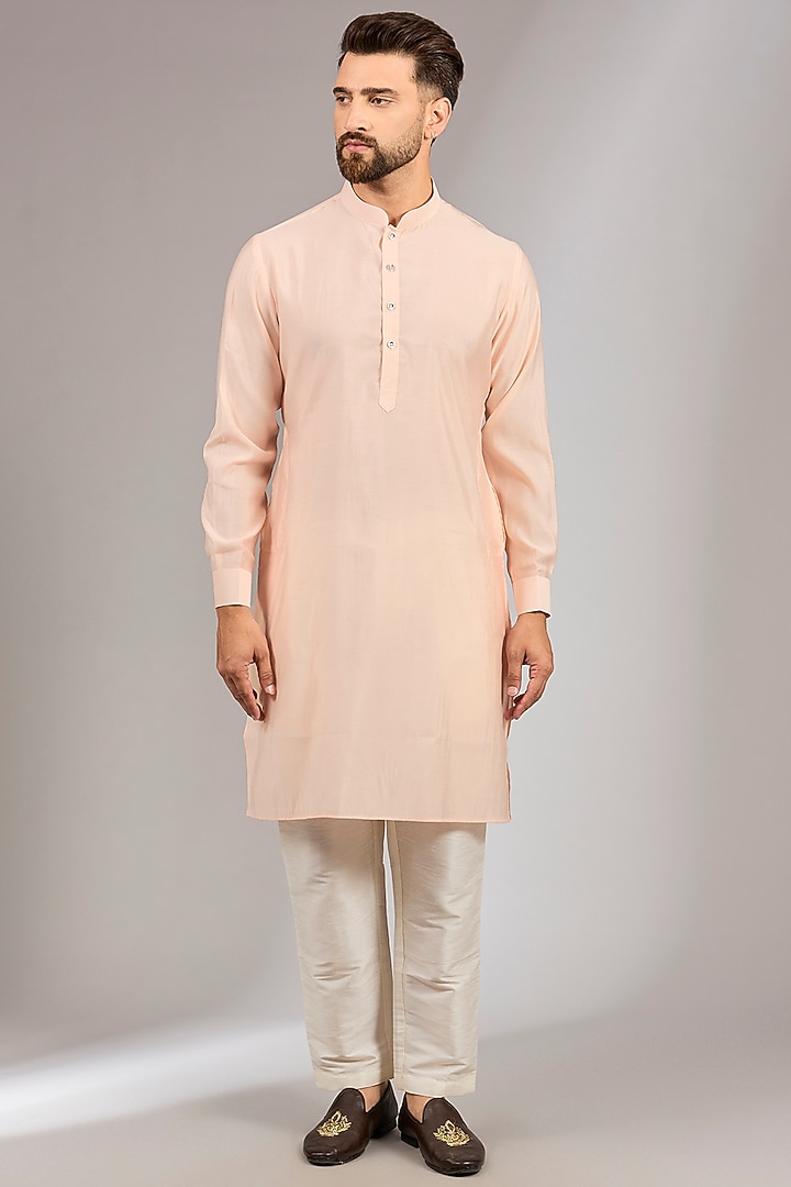 Pink Ombre Cotton Silk Cutdana Embroidered Bundi Set by RNG Safawala Men at Pernia's Pop Up Shop