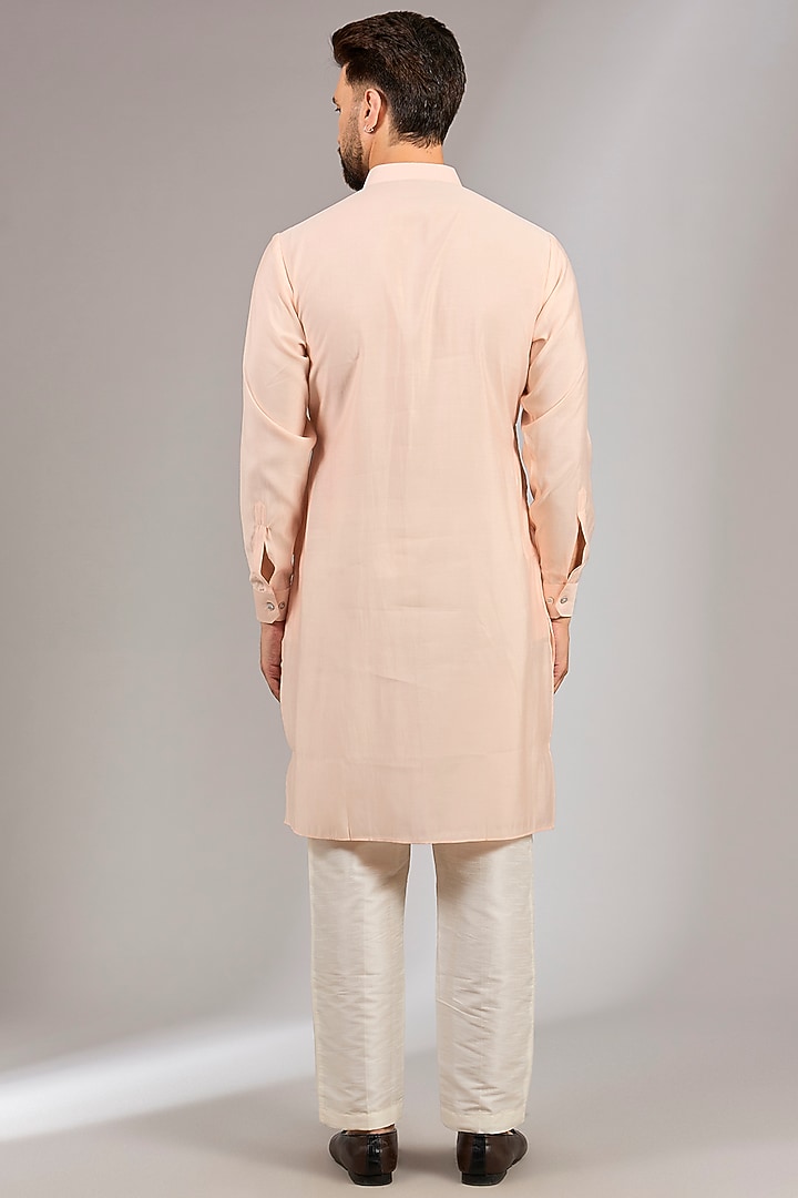 Pink Ombre Cotton Silk Cutdana Embroidered Bundi Set by RNG Safawala Men at Pernia's Pop Up Shop