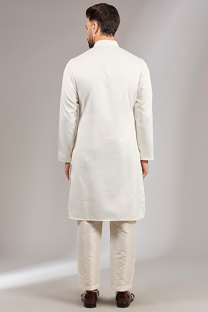 Off-White Raw Silk Resham Embroidered Indo-Western Jacket Set by RNG Safawala Men at Pernia's Pop Up Shop