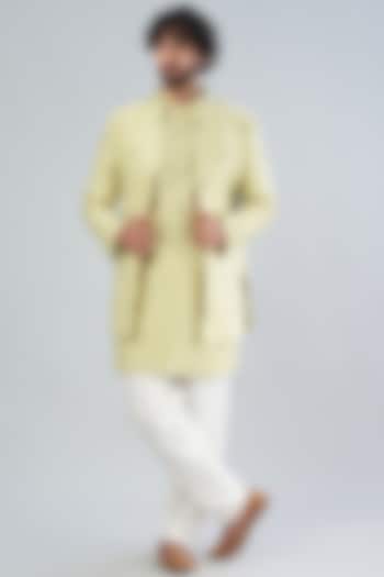 Pista Green Embroidered Wedding Indowestern Set by RNG Safawala Men at Pernia's Pop Up Shop