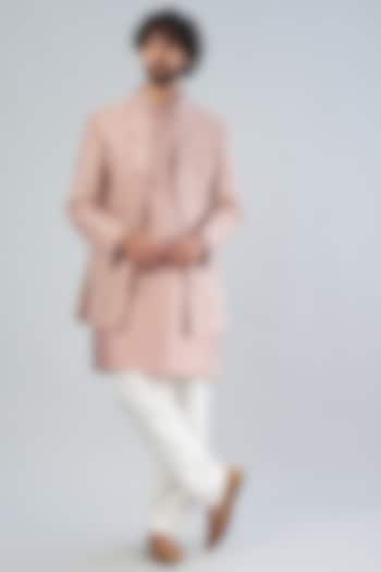 Dusty Pink Embroidered Wedding Indowestern Set by RNG Safawala Men at Pernia's Pop Up Shop